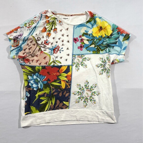 Desigual 'COPENHAGUE' Graphic Print Floral Cotton Tee T-shirt Girls Sz 13/14 - Picture 2 of 12